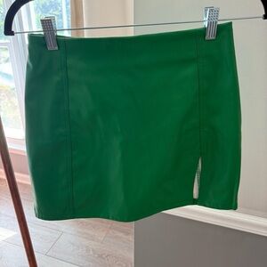 PRINCESS POLLY Green Pleather Mini Skirt
